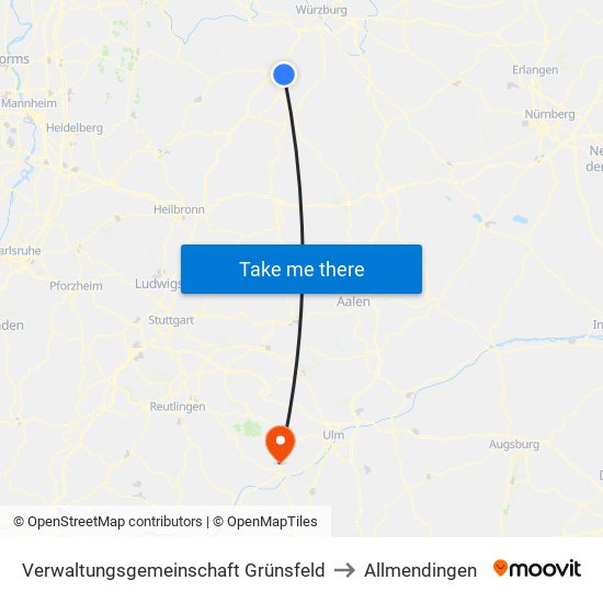 Verwaltungsgemeinschaft Grünsfeld to Allmendingen map