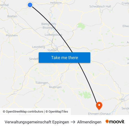 Verwaltungsgemeinschaft Eppingen to Allmendingen map