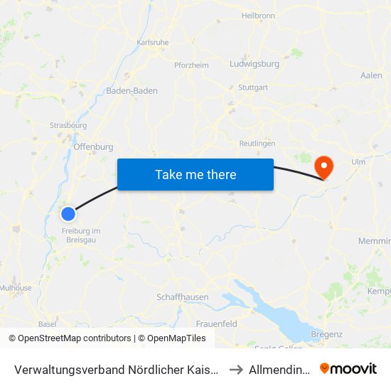 Verwaltungsverband Nördlicher Kaiserstuhl to Allmendingen map