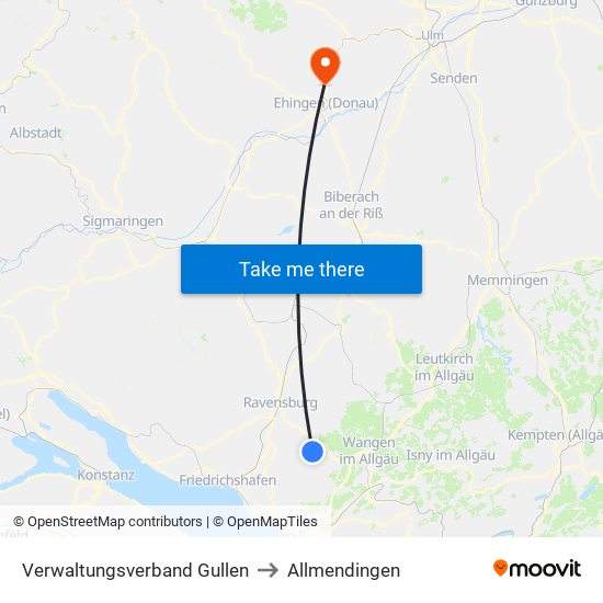 Verwaltungsverband Gullen to Allmendingen map