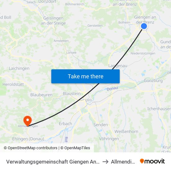 Verwaltungsgemeinschaft Giengen An Der Brenz to Allmendingen map