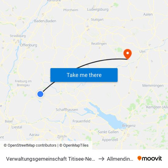 Verwaltungsgemeinschaft Titisee-Neustadt to Allmendingen map