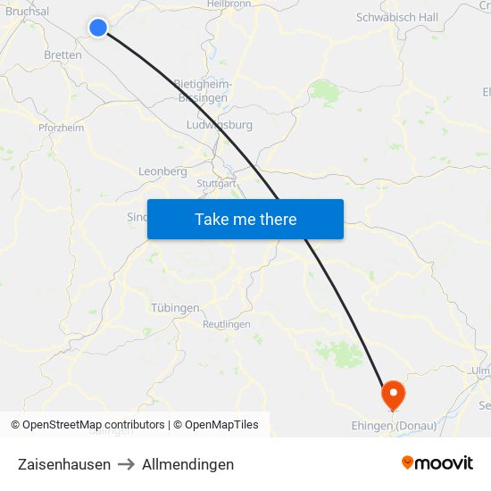 Zaisenhausen to Allmendingen map