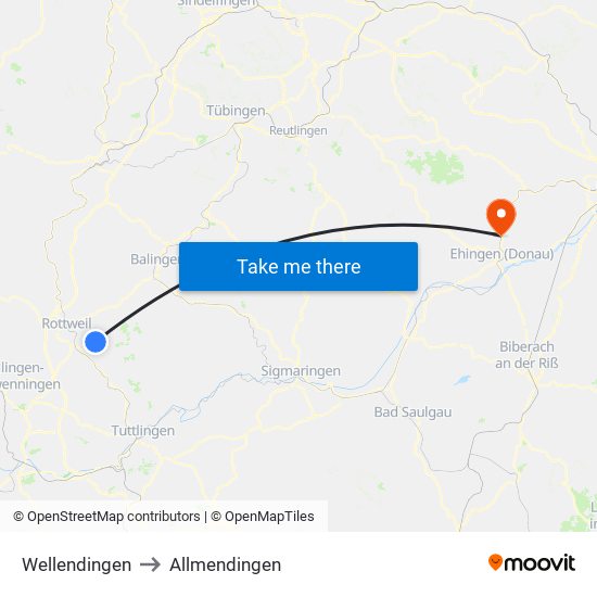 Wellendingen to Allmendingen map