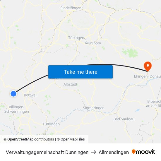 Verwaltungsgemeinschaft Dunningen to Allmendingen map