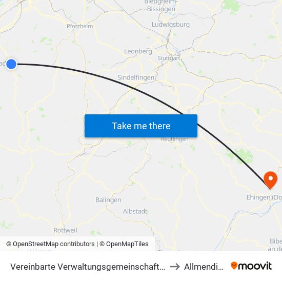 Vereinbarte Verwaltungsgemeinschaft Gernsbach to Allmendingen map
