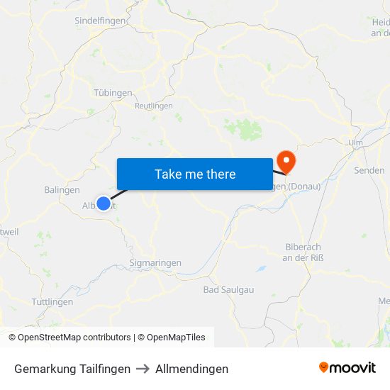 Gemarkung Tailfingen to Allmendingen map