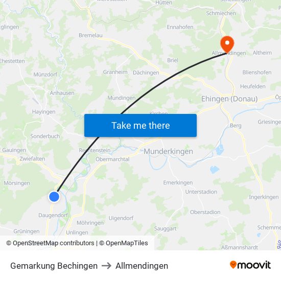 Gemarkung Bechingen to Allmendingen map