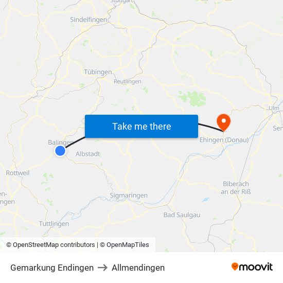 Gemarkung Endingen to Allmendingen map