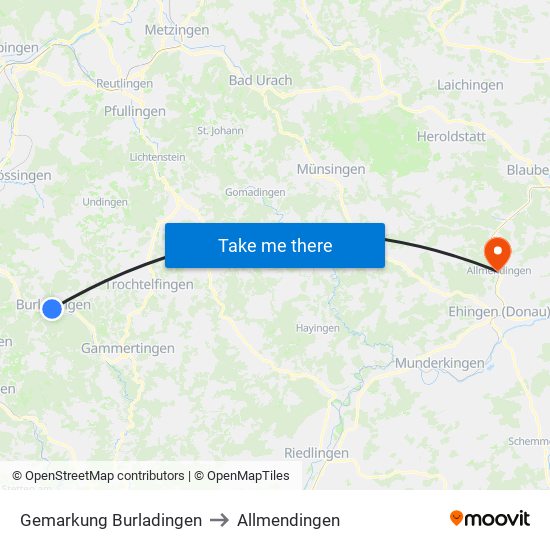 Gemarkung Burladingen to Allmendingen map