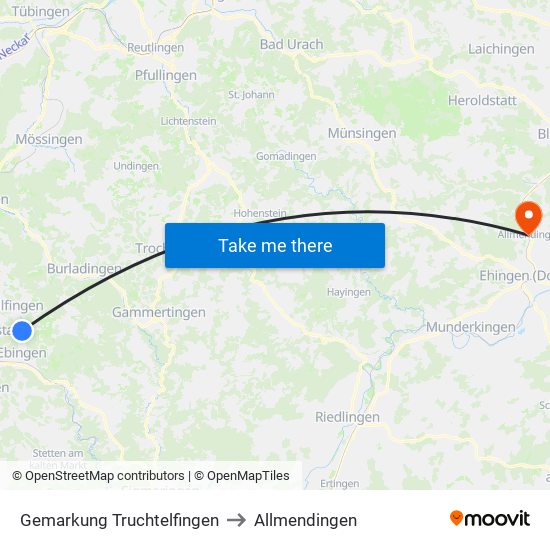 Gemarkung Truchtelfingen to Allmendingen map
