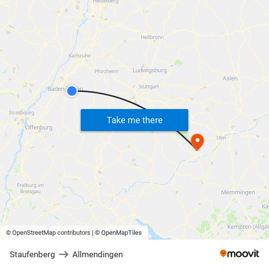 Staufenberg to Allmendingen map