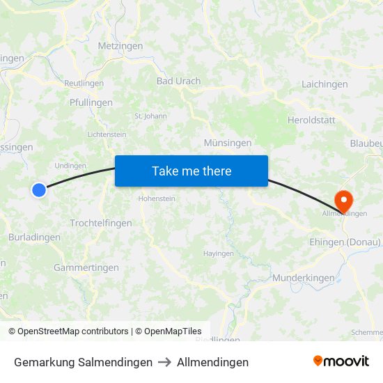 Gemarkung Salmendingen to Allmendingen map