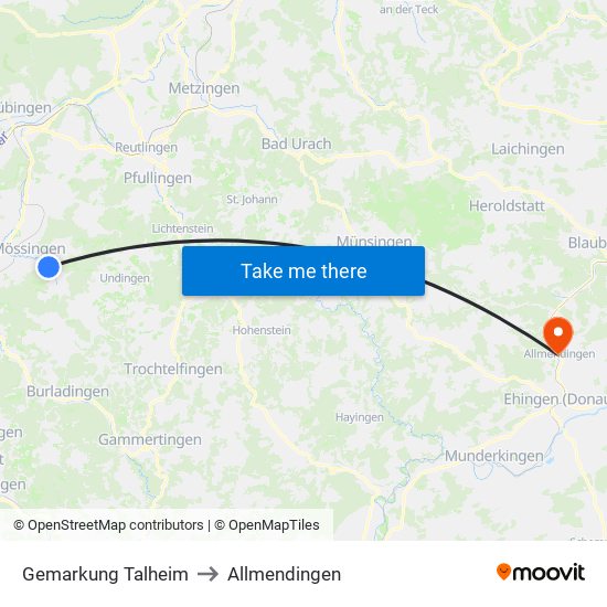 Gemarkung Talheim to Allmendingen map
