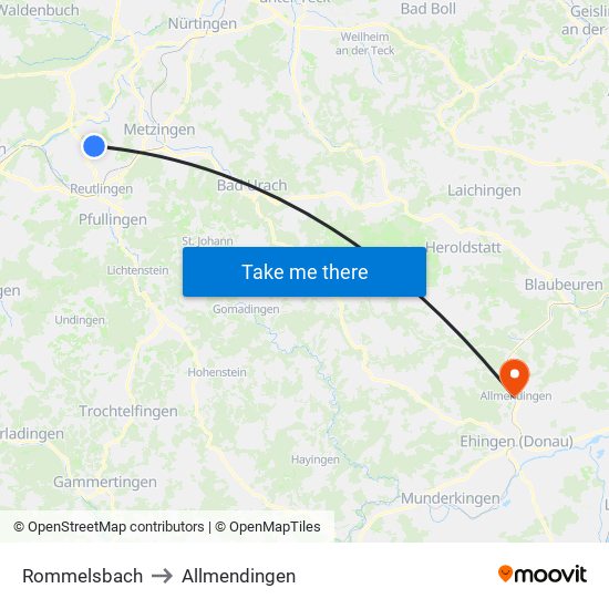 Rommelsbach to Allmendingen map