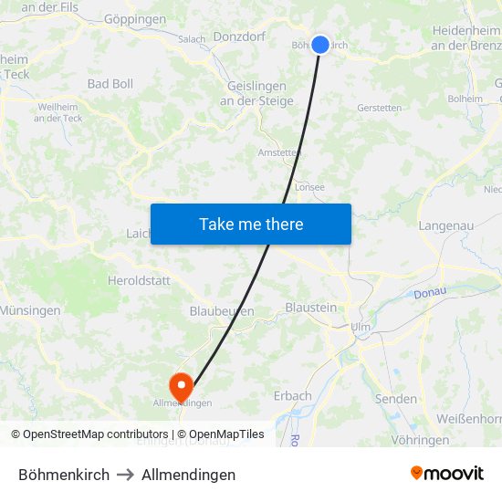 Böhmenkirch to Allmendingen map