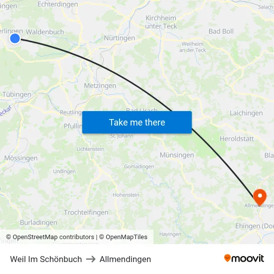 Weil Im Schönbuch to Allmendingen map