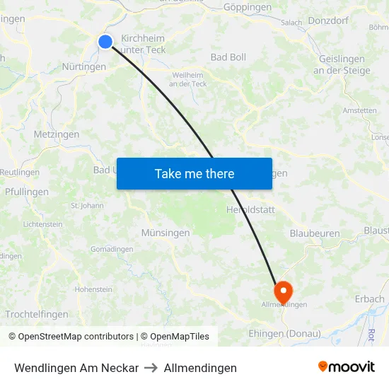 Wendlingen Am Neckar to Allmendingen map