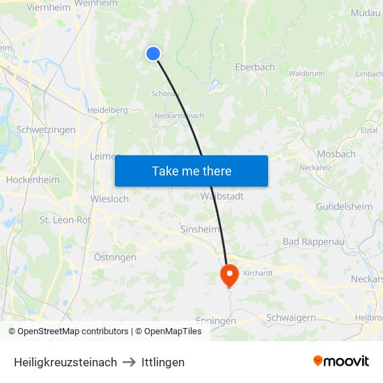 Heiligkreuzsteinach to Ittlingen map