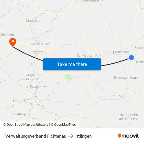 Verwaltungsverband Fichtenau to Ittlingen map