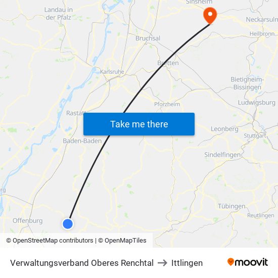 Verwaltungsverband Oberes Renchtal to Ittlingen map