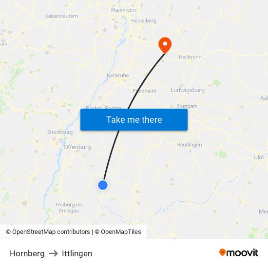 Hornberg to Ittlingen map