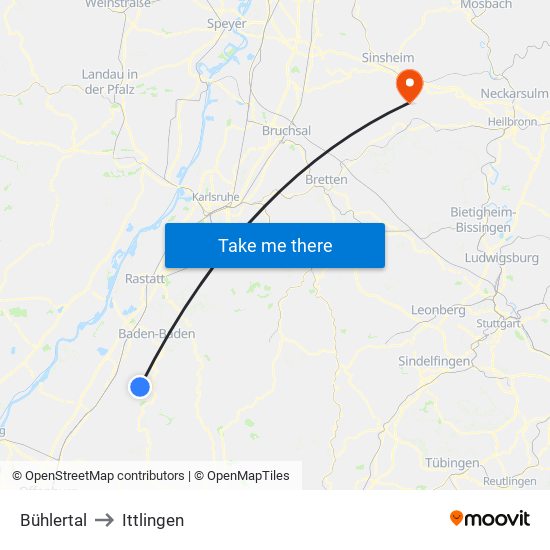 Bühlertal to Ittlingen map