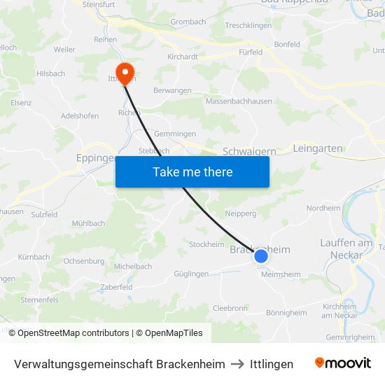 Verwaltungsgemeinschaft Brackenheim to Ittlingen map