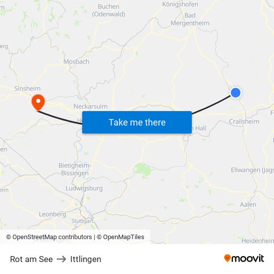 Rot am See to Ittlingen map