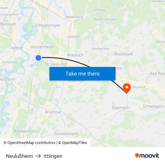 Neulußheim to Ittlingen map