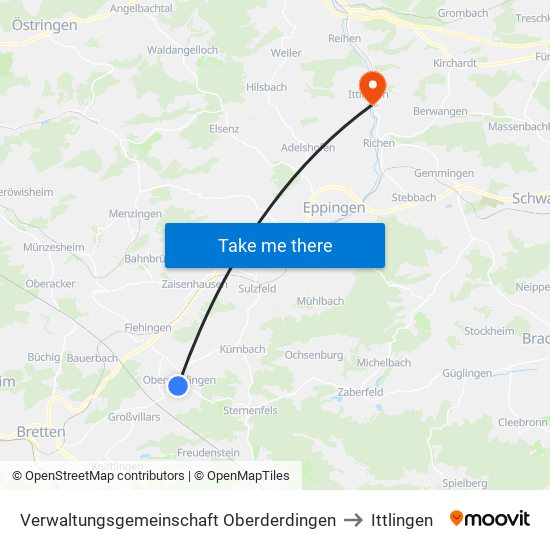 Verwaltungsgemeinschaft Oberderdingen to Ittlingen map