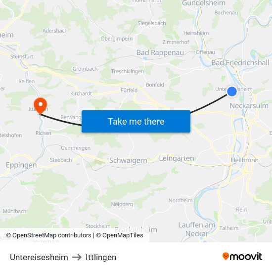 Untereisesheim to Ittlingen map