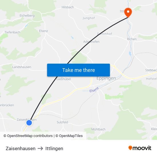 Zaisenhausen to Ittlingen map