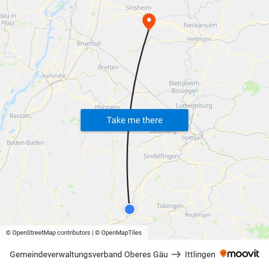 Gemeindeverwaltungsverband Oberes Gäu to Ittlingen map
