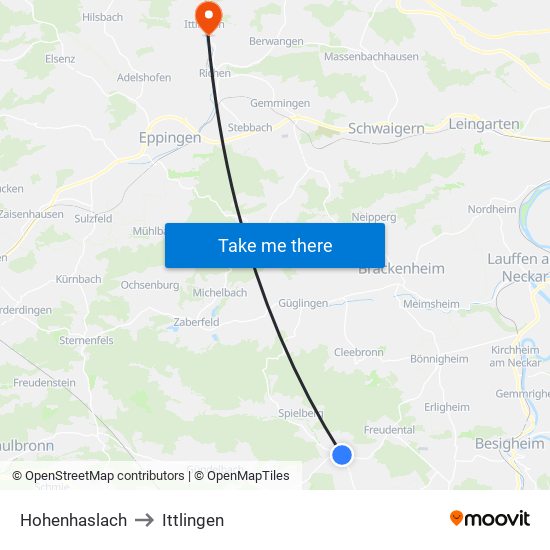 Hohenhaslach to Ittlingen map