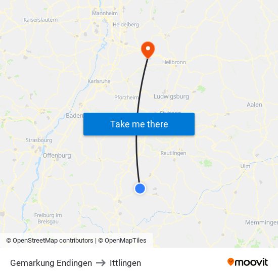 Gemarkung Endingen to Ittlingen map