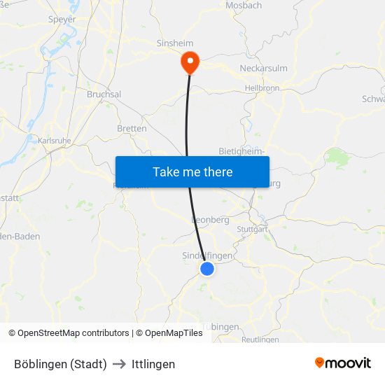 Böblingen (Stadt) to Ittlingen map