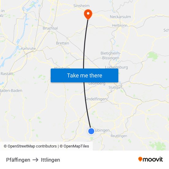 Pfäffingen to Ittlingen map