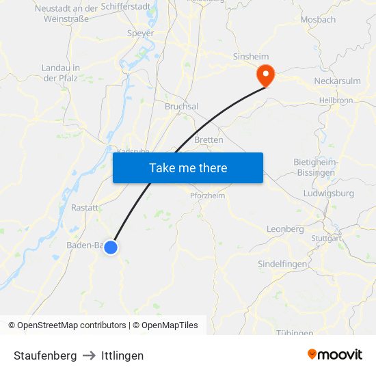 Staufenberg to Ittlingen map