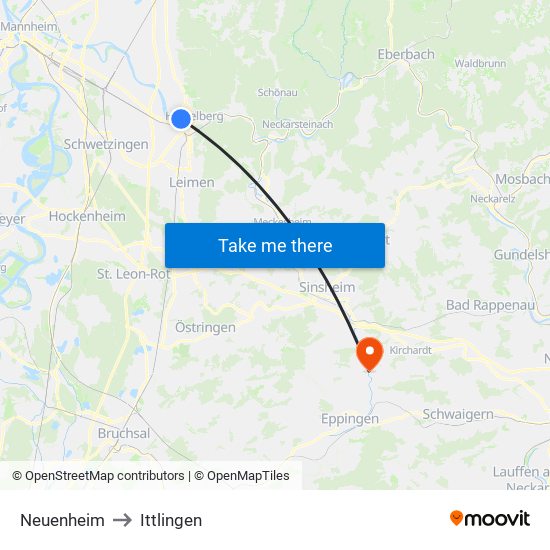 Neuenheim to Ittlingen map