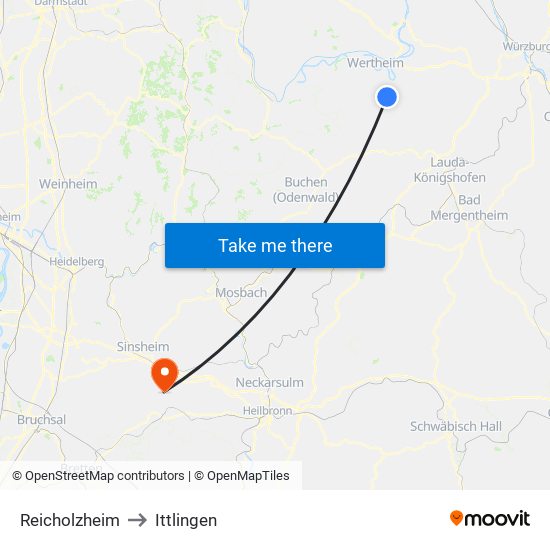 Reicholzheim to Ittlingen map