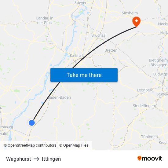 Wagshurst to Ittlingen map