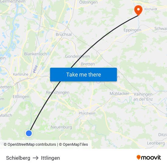 Schielberg to Ittlingen map