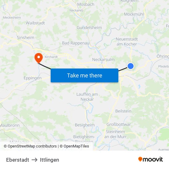 Eberstadt to Ittlingen map