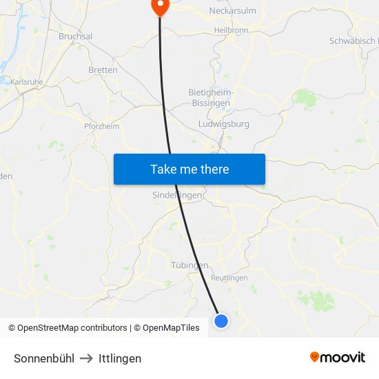 Sonnenbühl to Ittlingen map