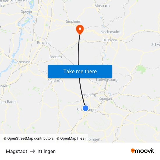 Magstadt to Ittlingen map