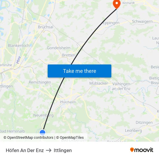 Höfen An Der Enz to Ittlingen map