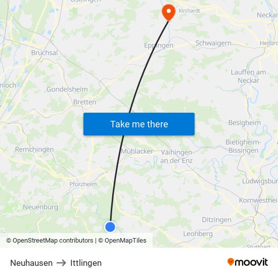 Neuhausen to Ittlingen map