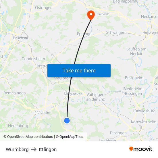 Wurmberg to Ittlingen map