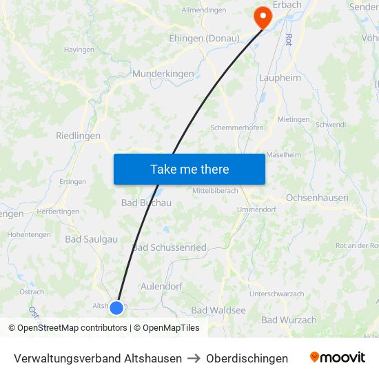 Verwaltungsverband Altshausen to Oberdischingen map